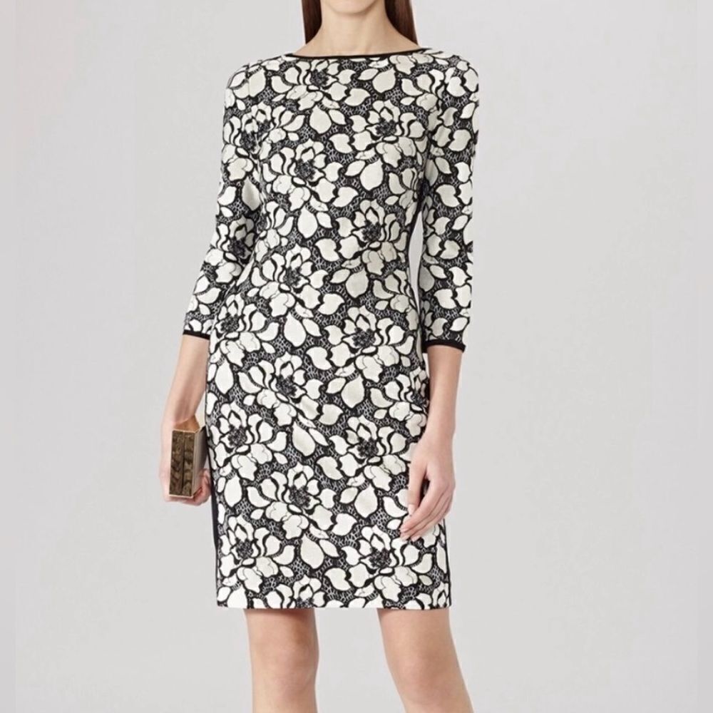 REISS Arabella Floral Print Bonded Dress size 8 EU 40